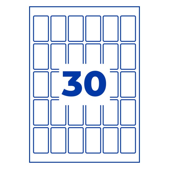 Suuri sininen numero 30 keskitettynä pyöristettyjen suorakulmaisten ruutujen ruudukon päälle?