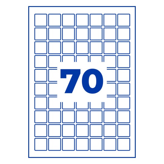 Sinisellä reunustettu neliöruudukko, jonka keskellä on suuri sininen numero 70?