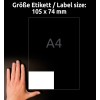 Kokoluokitus käden kanssa, artikkeli: 3427, yksi arkki yleisetikettejä, koko: 105 x 74 mm, väri: valkoinen?
