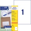 Pakkauskuva etikettilehdillä: Avery Zweckform yleisetiketit, tuote: 3478, koko: 210 x 297 mm, tulostuskelpoisuus: mustesuihku, mustavalkolaser, värilaser, sisältö: 100 etikettiä / 100 arkkia, 1 etiketti/arkki.