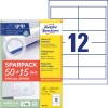 Pakkauskuva etikettilomakkeella: Avery Zweckform Universal-etiketit, Tuote: 4781-65, Koko: 97 x 42,3 mm, Tulostuskelpoisuus: mustesuihku, mustavalkolasertulostin, värilasertulostin, Sisältö: 780 etikettiä / 65 arkkia, 12 etikettiä/arkki?