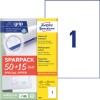 Pakkauskuva etikettilehdellä: Avery Zweckform Yleis-etiketit, Tuote: 6603, Koko: 210 x 297 mm, Tulostuskelpoisuus: Mustesuihku, Laser m/v, Värilaser, Sisältö: 65 etikettiä / 65 arkkia, 1 etiketti/arkki?