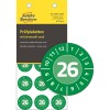 Pakkauskuvaus tarkastustarralla: Avery Zweckform tarkastustarrat, tuote: 6943-2026, koko: ⌀ 20 mm, sisältö: 120 tarkastustarraa / 8 arkkia, 15 tarkastustarraa/arkki.