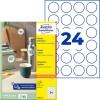 Pakkauskuva etikettilomakkeella: Avery Zweckform Pyöreät tarrat, Artikkeli: L3415-10, Koko: ⌀ 40 mm, Tulostuskelpoisuus: Inkjet, Mustavalkolasertulostin, Väritulostin, Sisältö: 240 tarraa / 10 arkkia, 24 tarraa/arkki.
