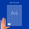 Käsi sinisen A4-ruudukko-kaavion vieressä, jossa lukee 38 x 21,2 mm?